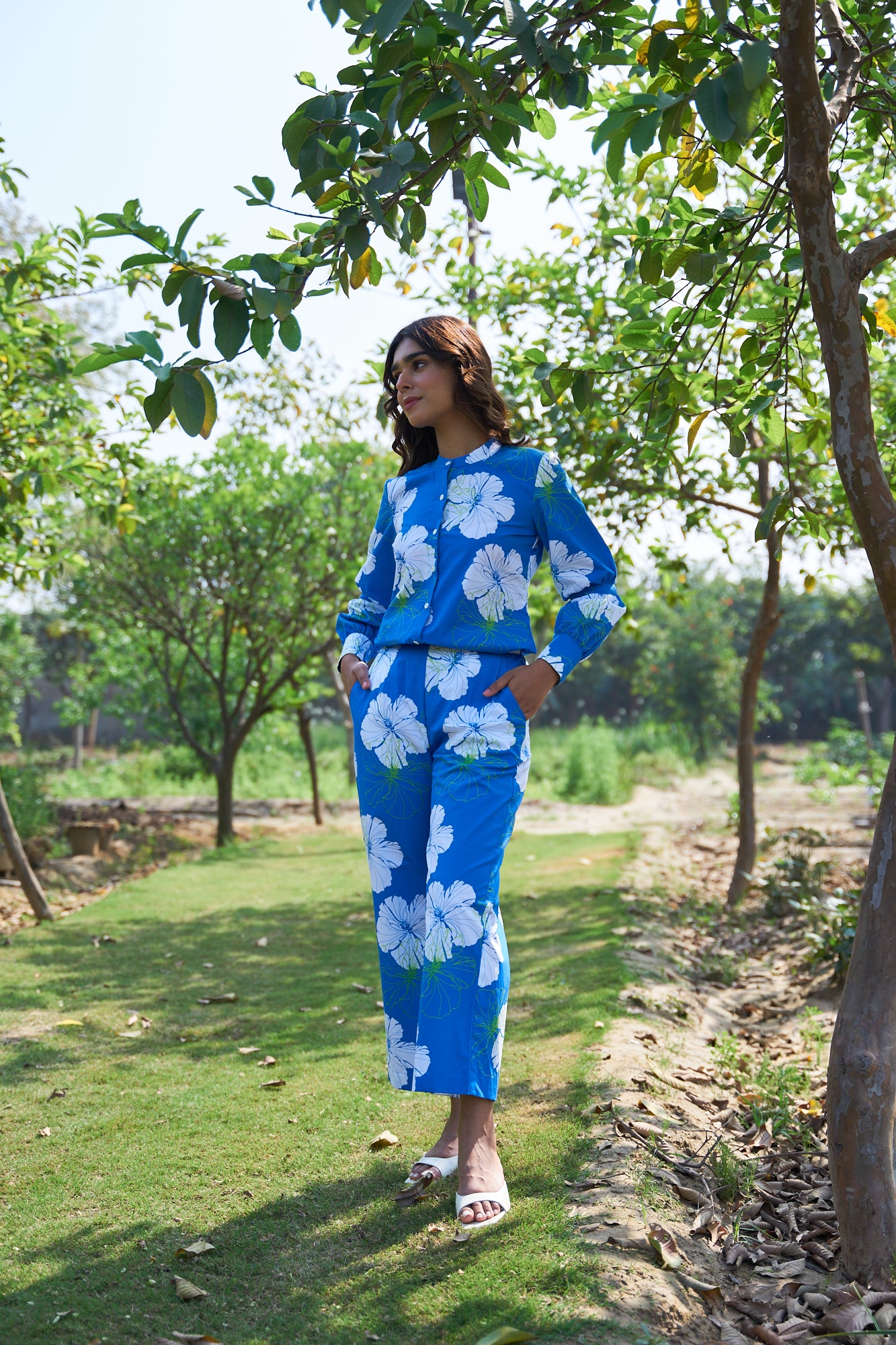 Blue Hibiscus Co-ord Set