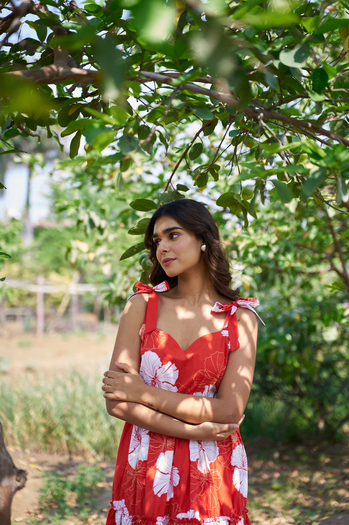 Red Hibiscus Floral Dress