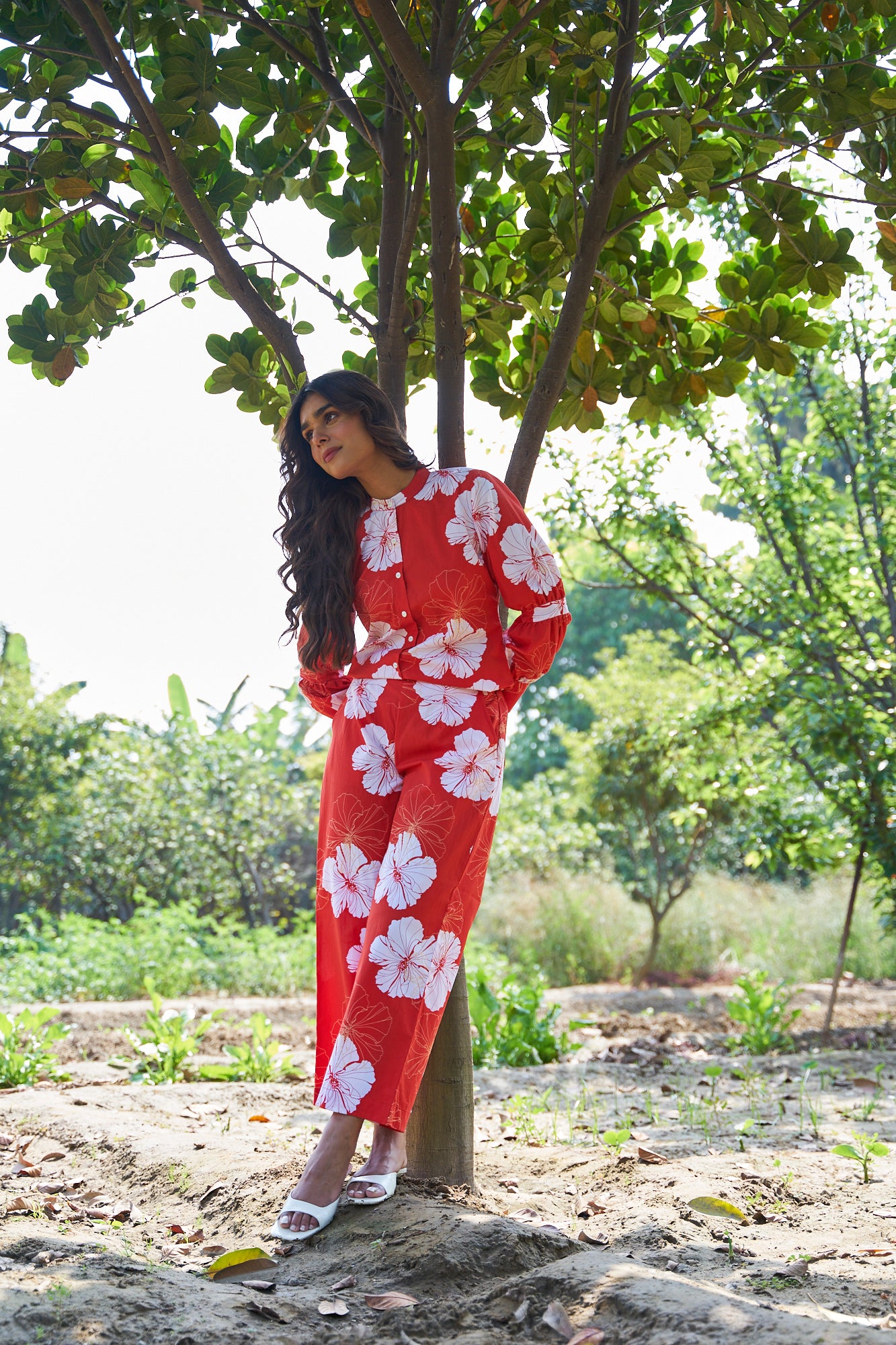 Red Hibiscus Co-ord Set